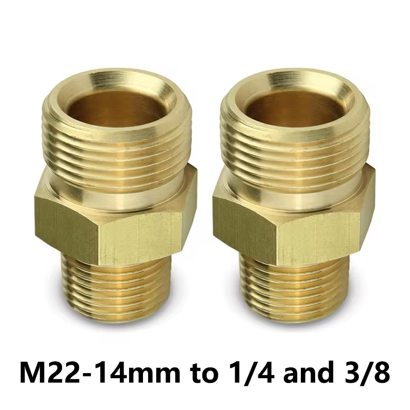 Spoke Nipple Brass - Messing-Hochdruckreiniger-Kupplungsadapter, M22–14 mm Außengewinde auf 3/8